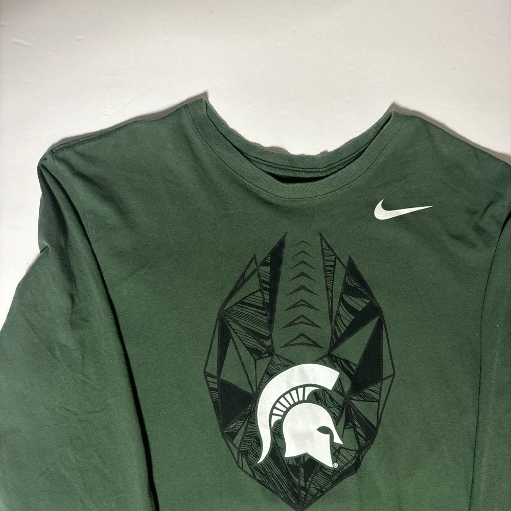 Nike Michigan State‎ Spartans Dri Fit Long Sleeve T Shirt Men Size L Green